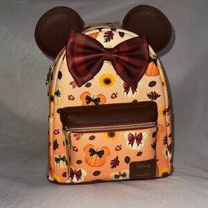 Loungefly Disney Backpack with Brown and Orange Floral Design
